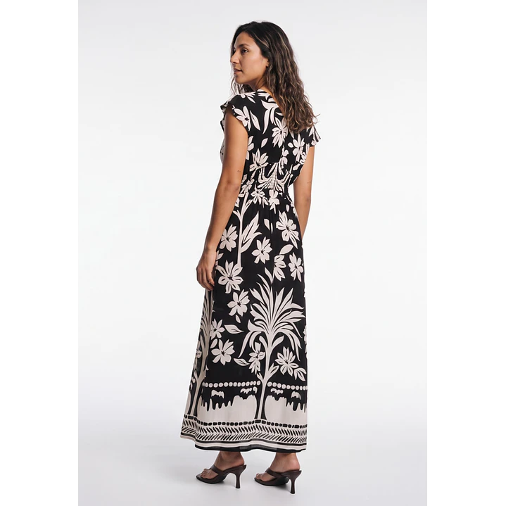 Vestido Largo Flores Mujer Negro 2