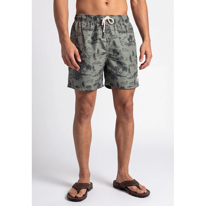 Traje De Baño Palmeras Hombre Verde 1