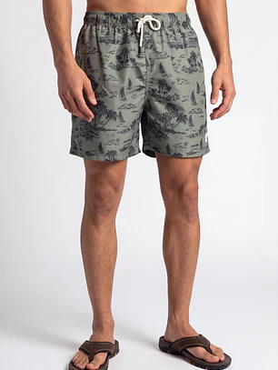 Traje De Baño Palmeras Hombre Verde