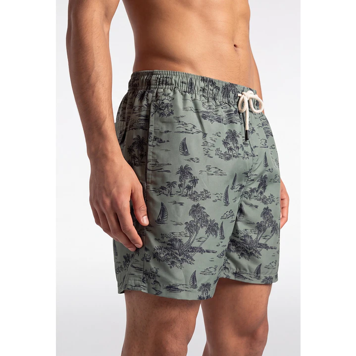 Traje De Baño Palmeras Hombre Verde 4