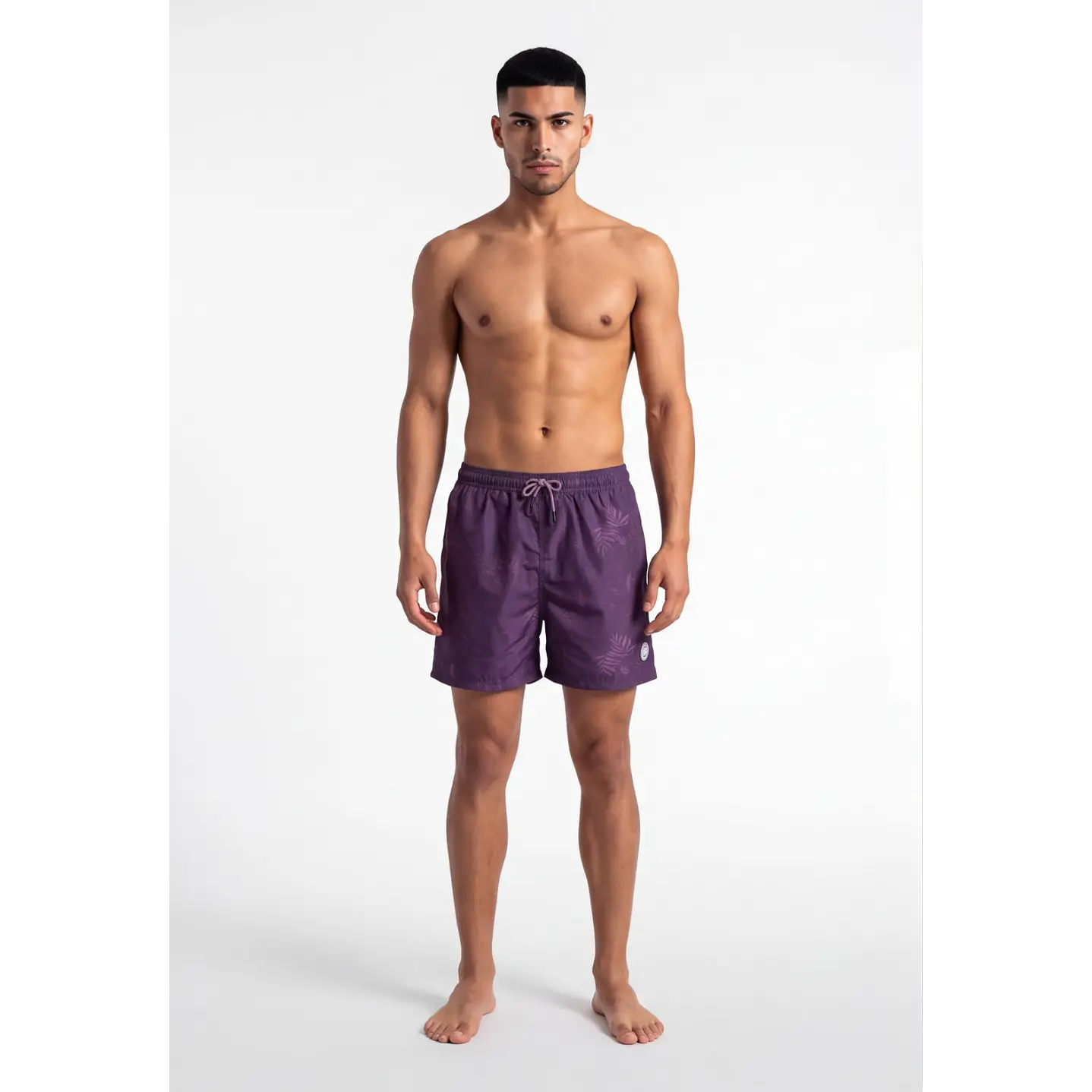 Traje De Baño Palmeras Hombre Lila 3