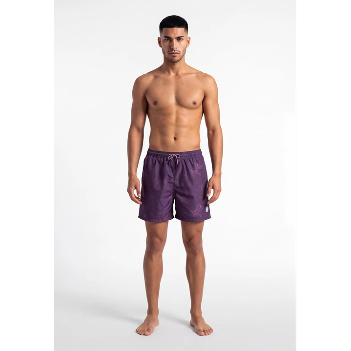 Traje De Baño Palmeras Hombre Lila 3