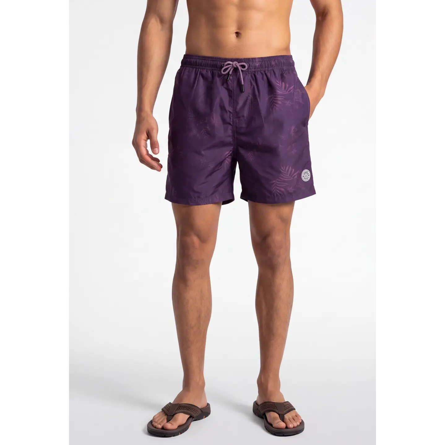 Traje De Baño Palmeras Hombre Lila 1
