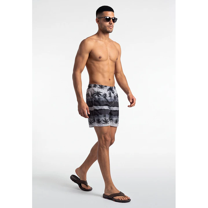 Traje De Baño Palmeras Hombre Gris 3