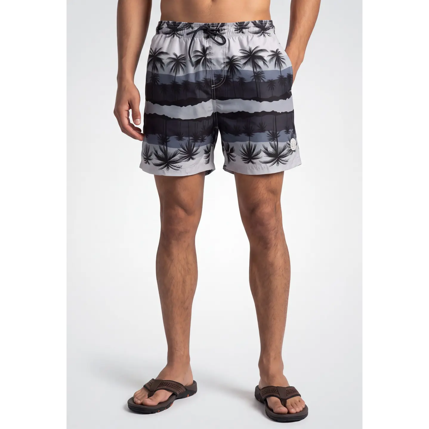Traje De Baño Palmeras Hombre Gris 1