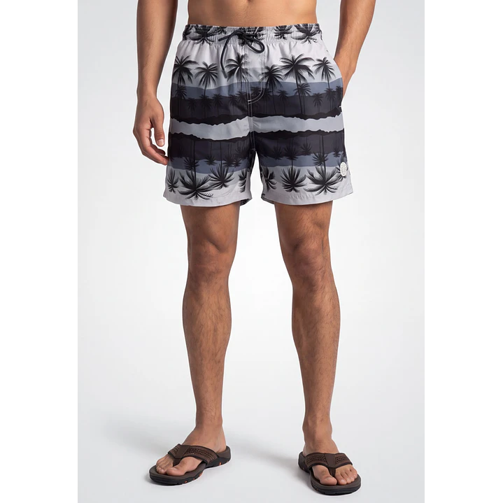 Traje De Baño Palmeras Hombre Gris 1