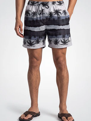 Traje De Baño Palmeras Hombre Gris