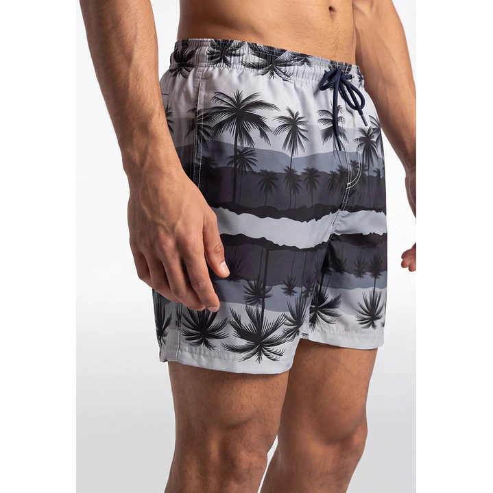 Traje De Baño Palmeras Hombre Gris 6