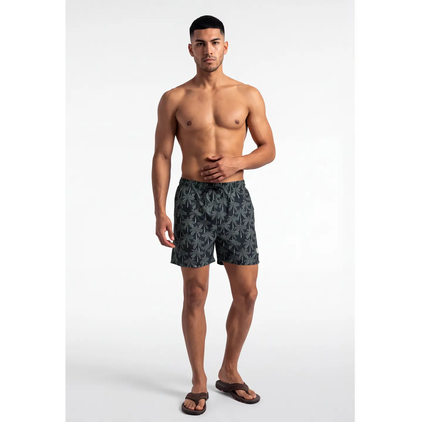 Traje De Baño Palmeras Hombre Azul 3