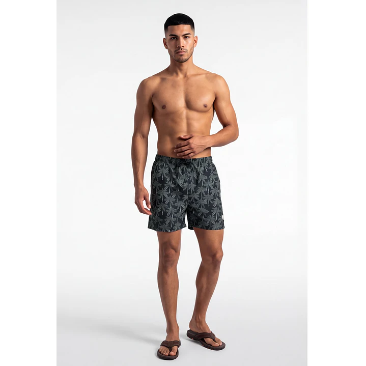 Traje De Baño Palmeras Hombre Azul 3