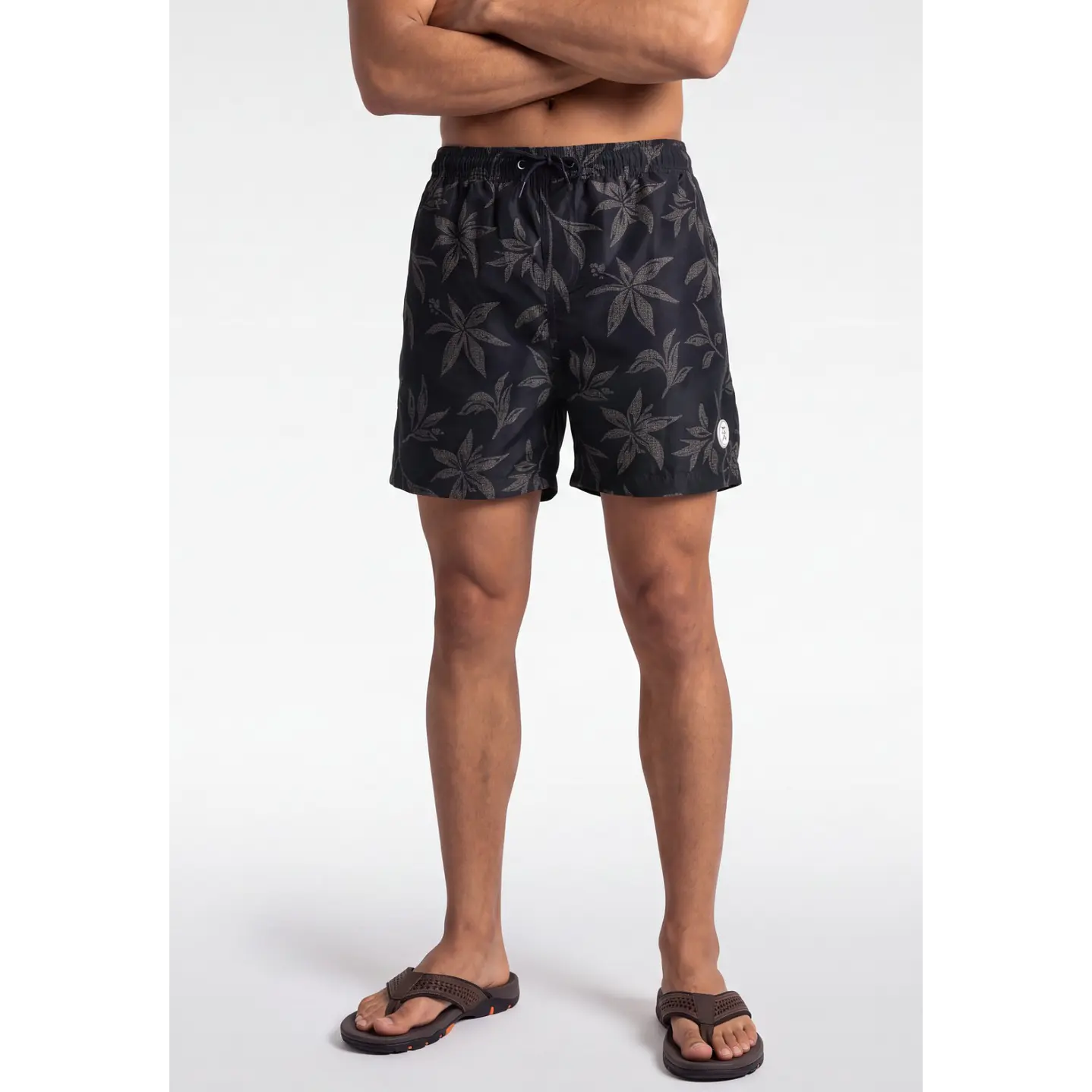 Traje De Baño Palmeras Hombre Negro 1