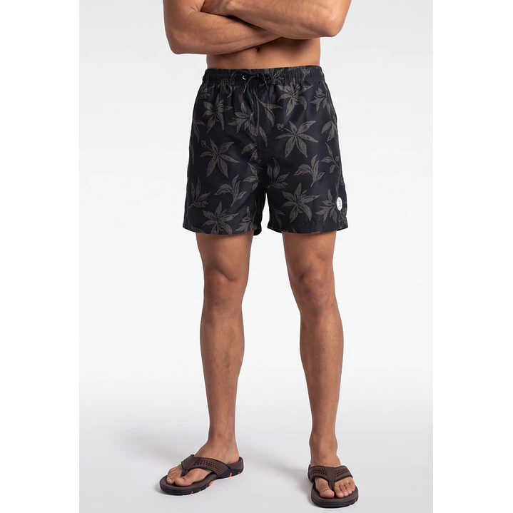 Traje De Baño Palmeras Hombre Negro 1