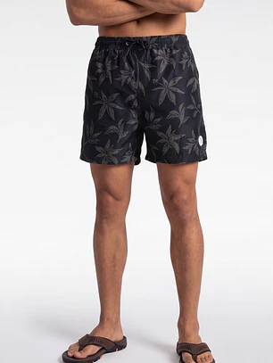 Traje De Baño Palmeras Hombre Negro