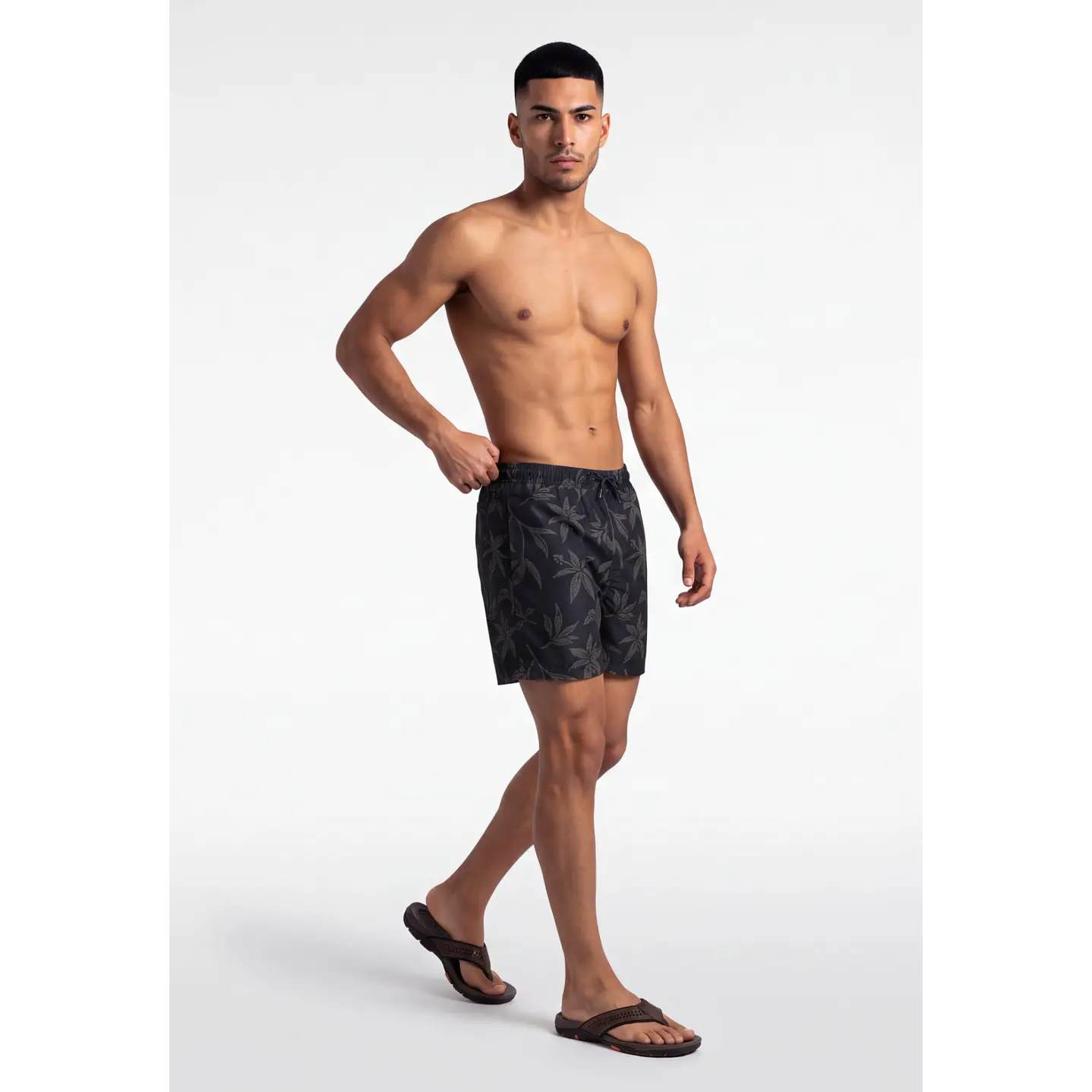 Traje De Baño Palmeras Hombre Negro 3