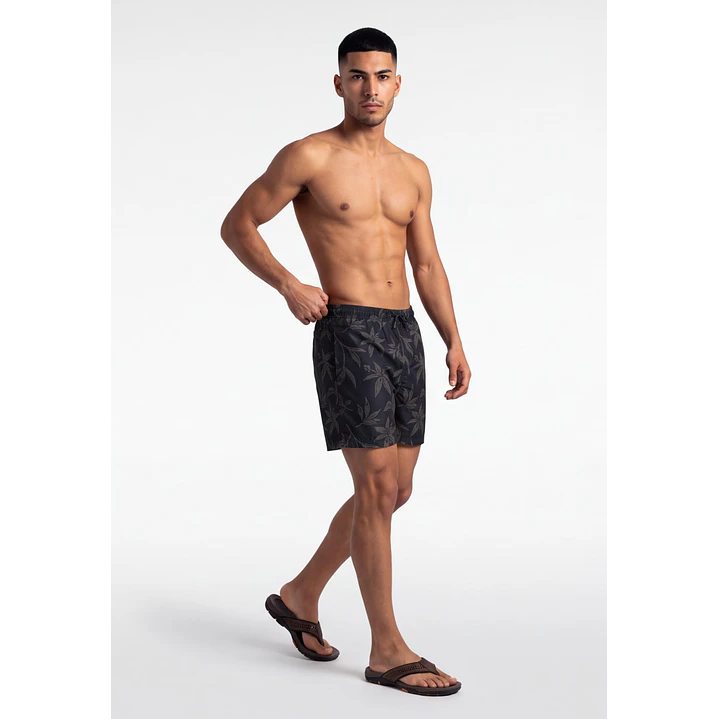 Traje De Baño Palmeras Hombre Negro 3