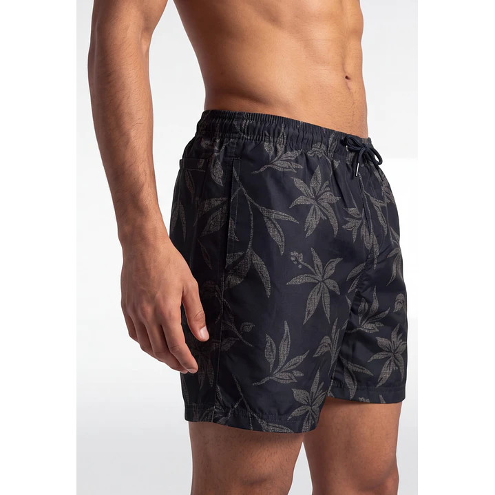 Traje De Baño Palmeras Hombre Negro 4