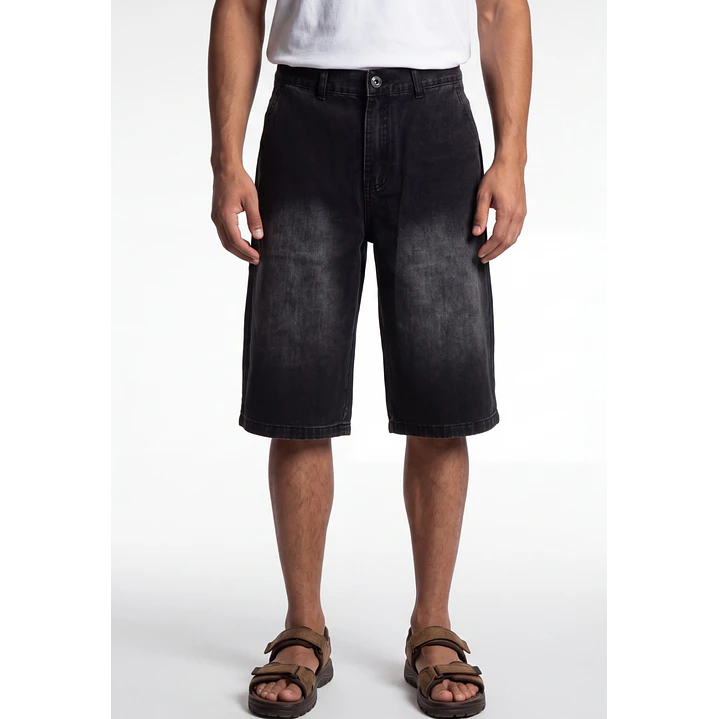 Bermuda Denim Procesado Hombre Negro 1
