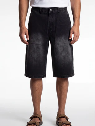 Bermuda Denim Procesado Hombre Negro