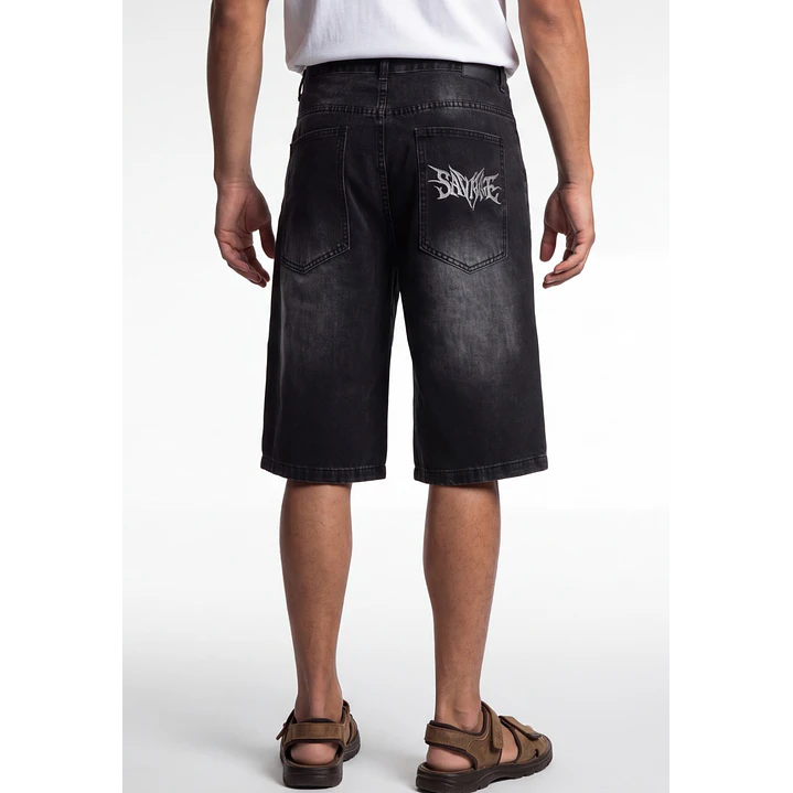 Bermuda Denim Procesado Hombre Negro 2