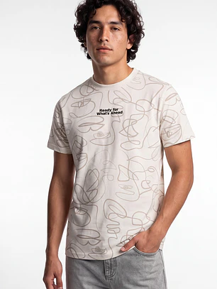 Polera Hojas Hombre Beige