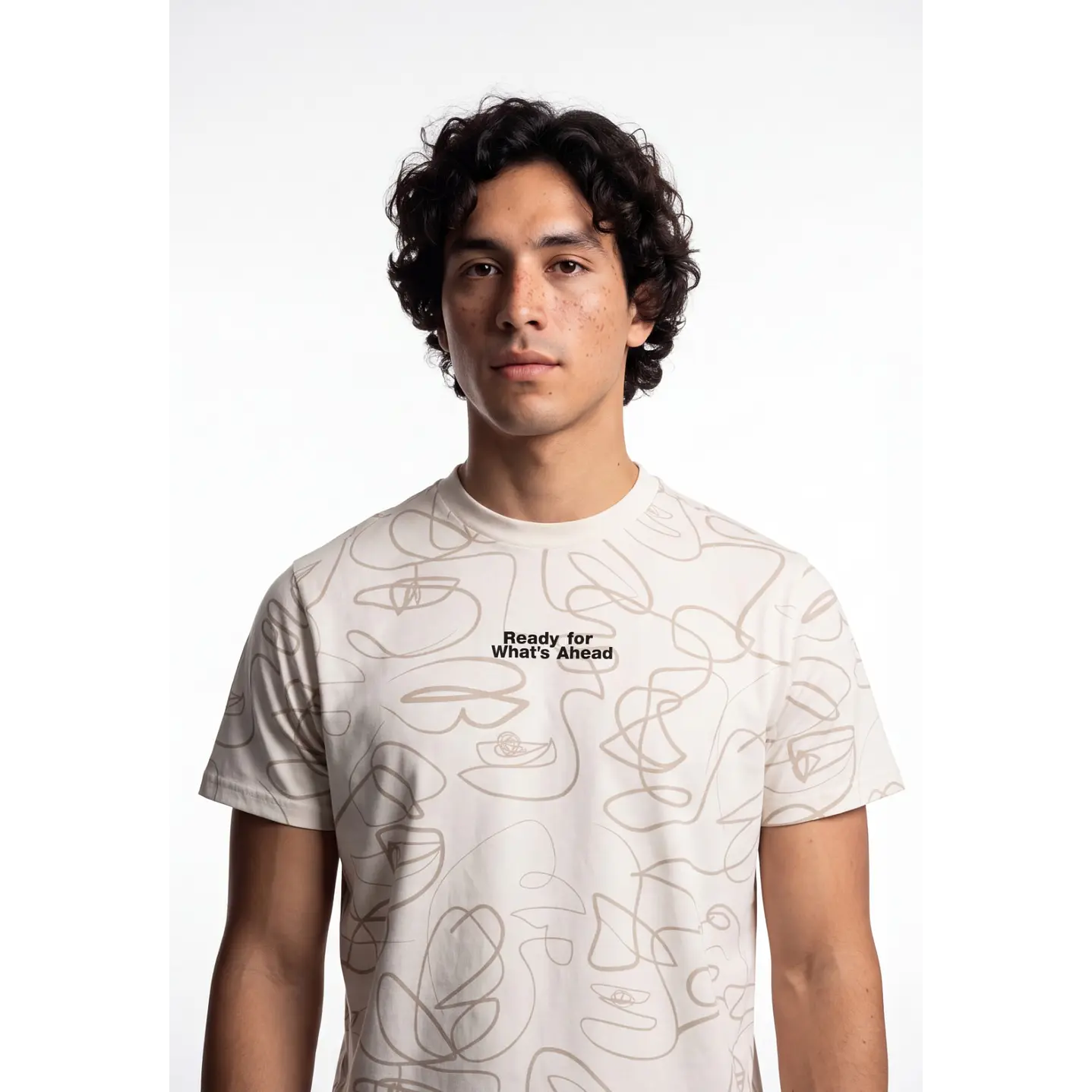 Polera Hojas Hombre Beige 4