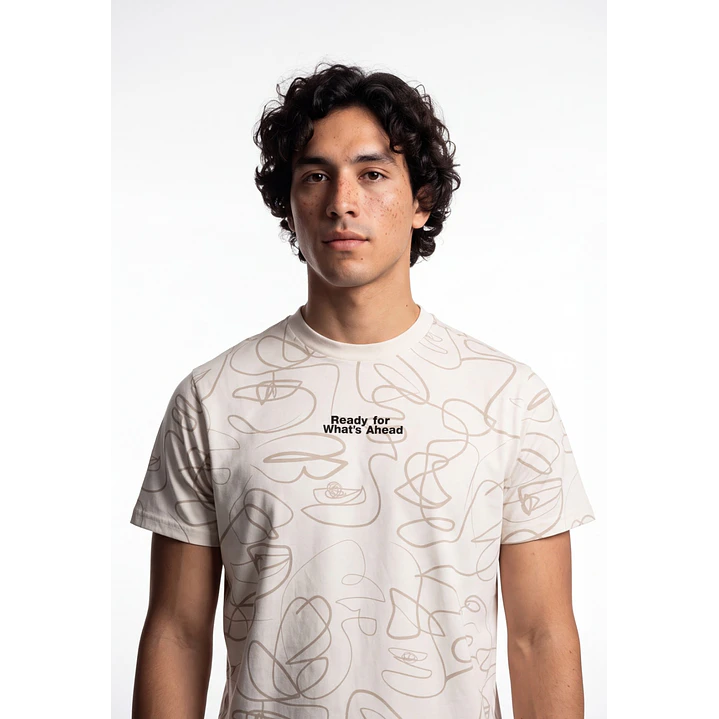 Polera Hojas Hombre Beige 4
