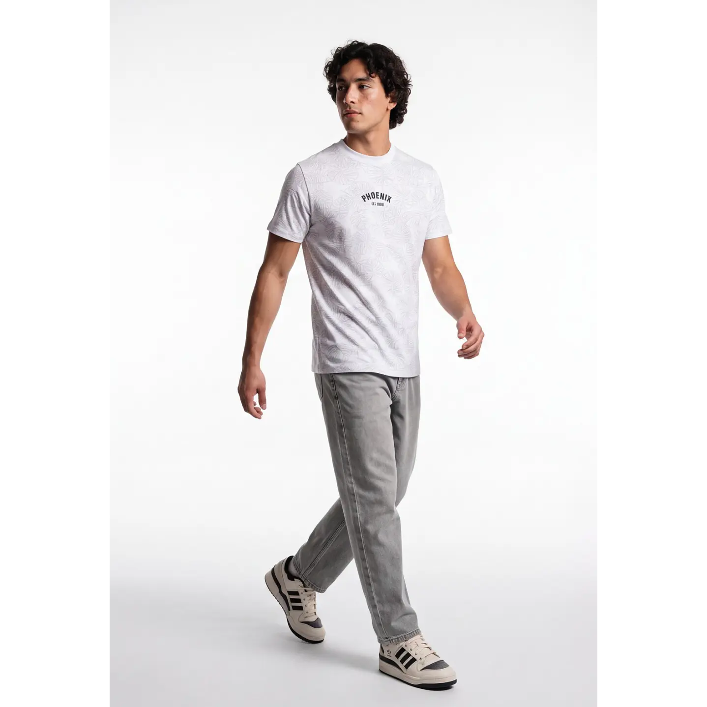 Polera Hojas Hombre Blanco 3