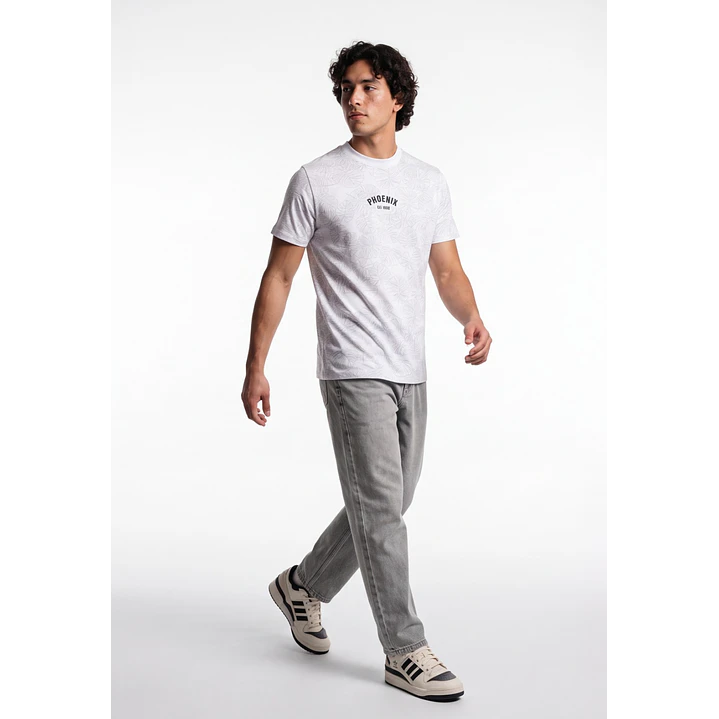 Polera Hojas Hombre Blanco 3