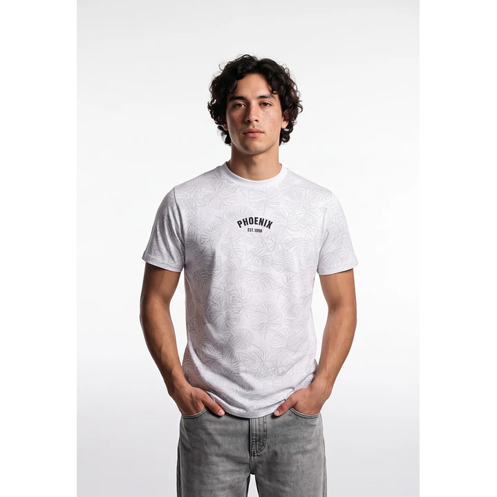 Polera Hojas Hombre Blanco 1
