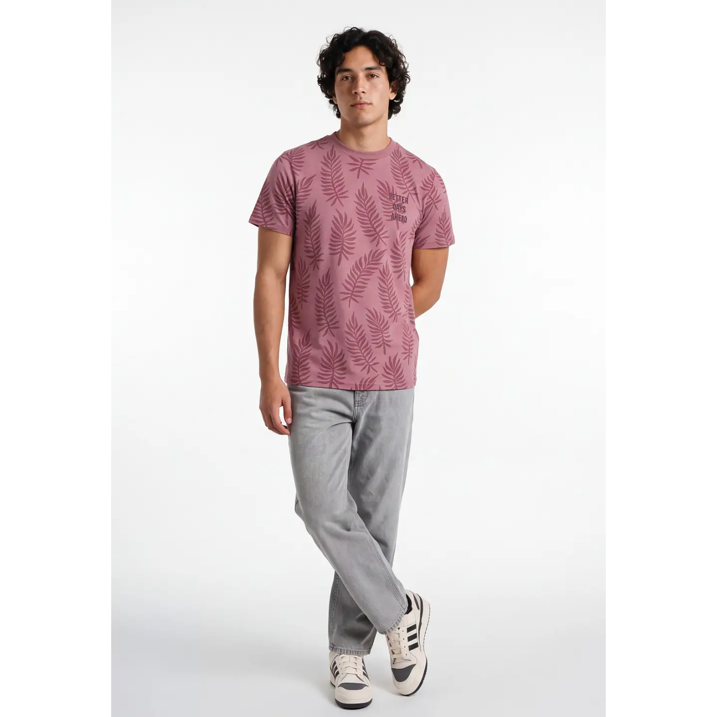 Polera Hojas Hombre Burdeo 3