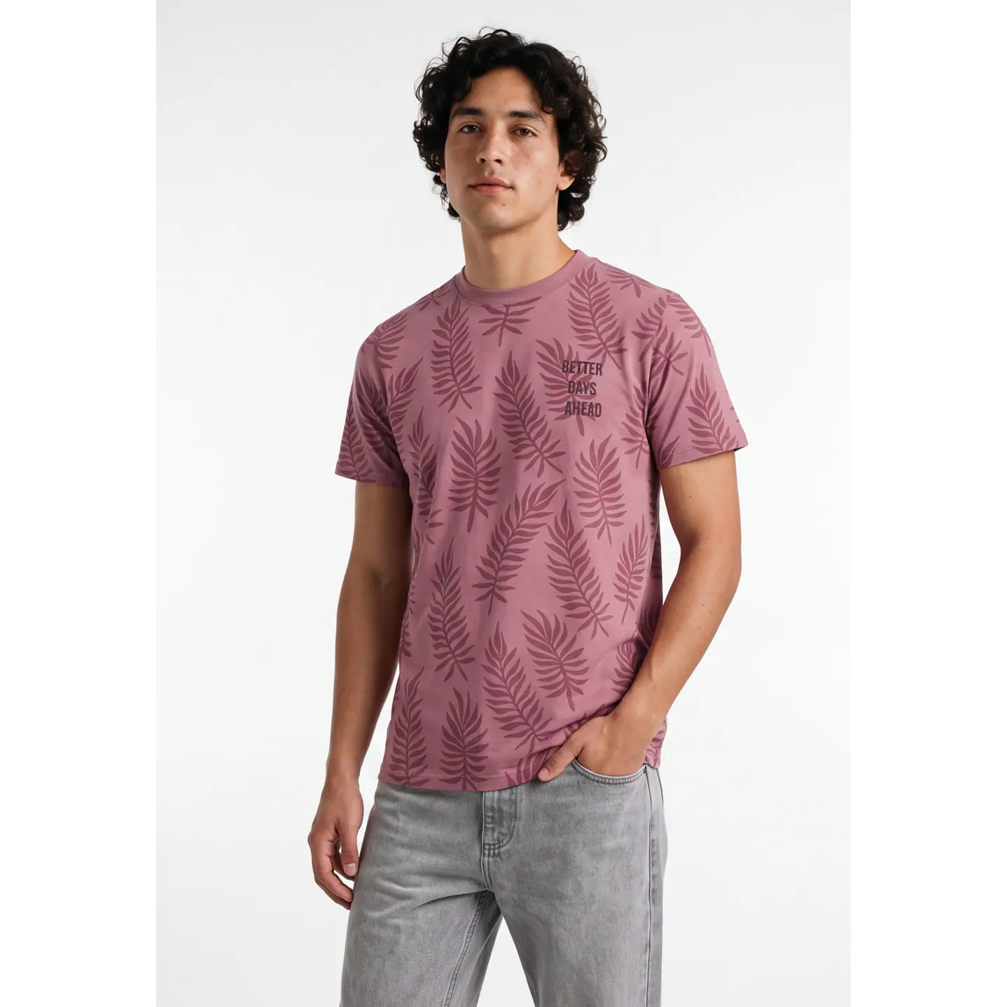 Polera Hojas Hombre Burdeo 1