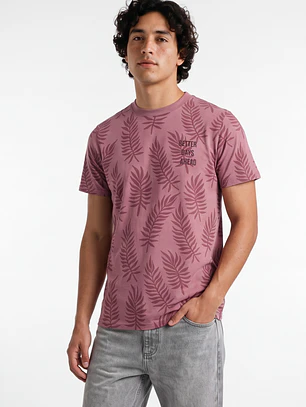 Polera Hojas Hombre Burdeo