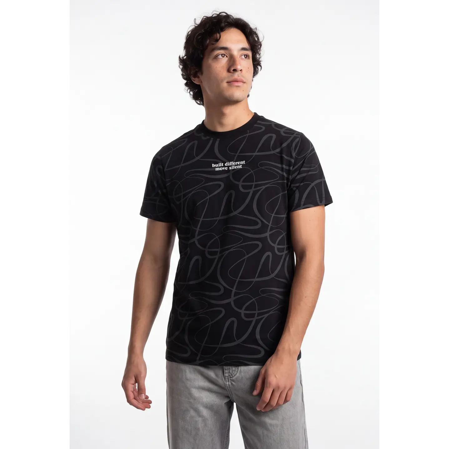 Polera Lineas Hombre Negro 1