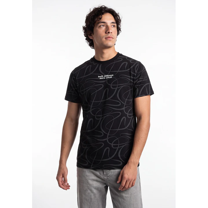 Polera Lineas Hombre Negro 1