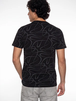 Polera Lineas Hombre Negro
