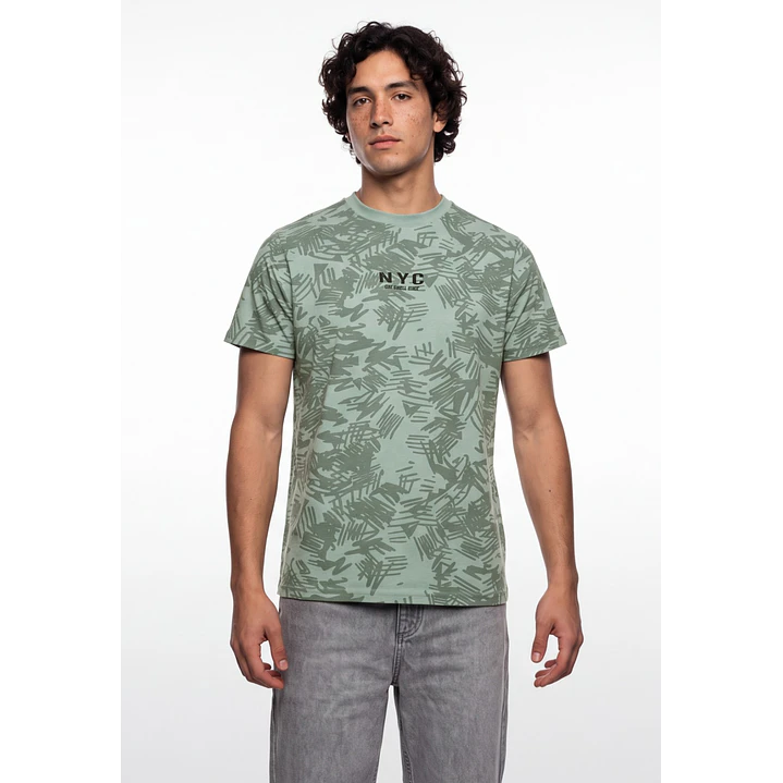 Polera Hojas Hombre Verde 1