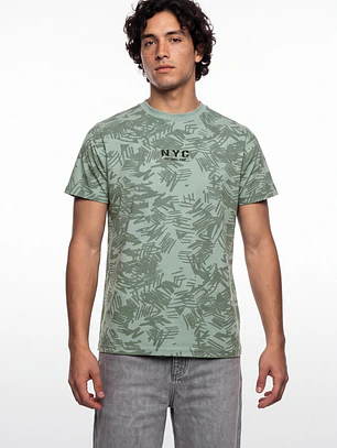 Polera Hojas Hombre Verde