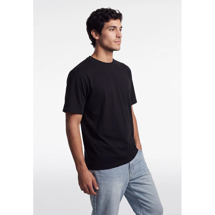 Polera Básica Boxy Fit Hombre Negro 1