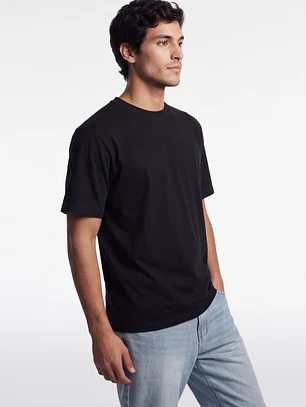 Polera Básica Boxy Fit Hombre Negro