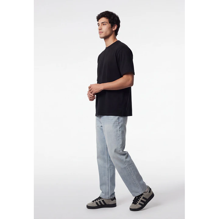 Polera Básica Boxy Fit Hombre Negro 3