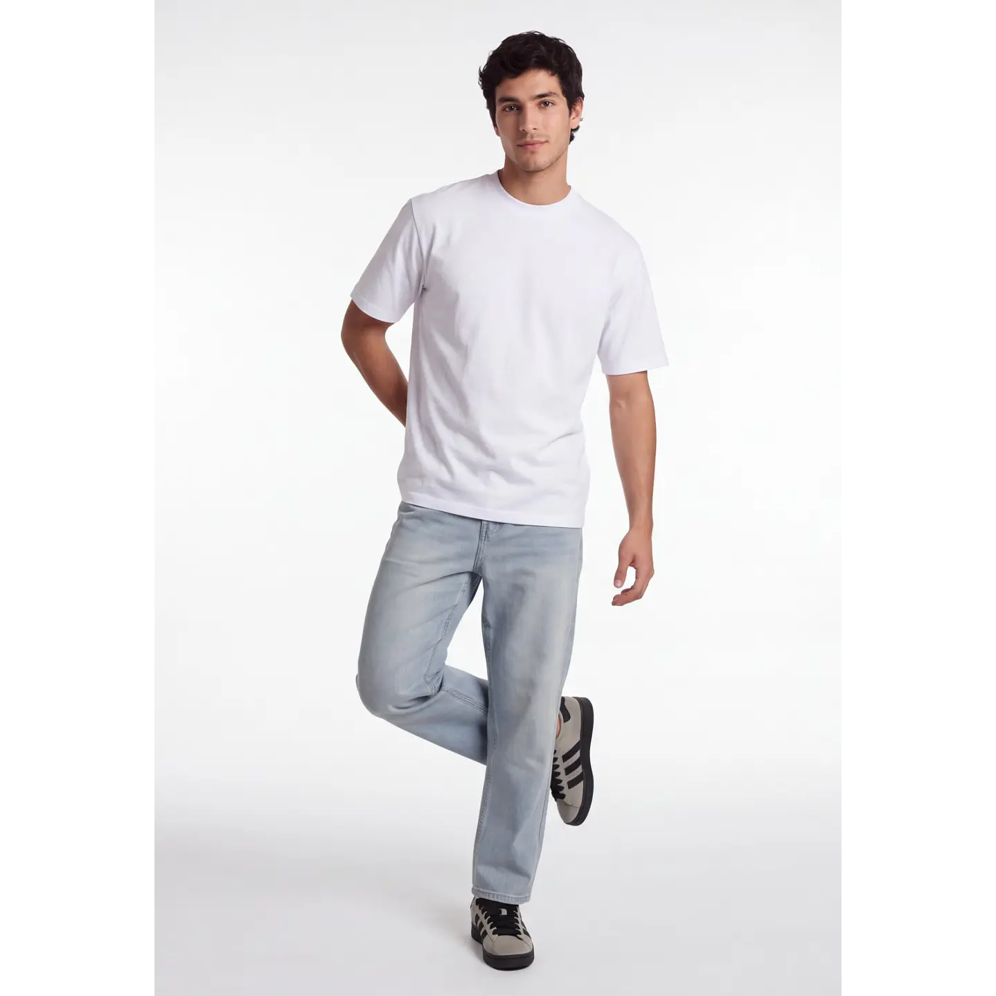 Polera Básica Boxy Fit Hombre Blanco 3