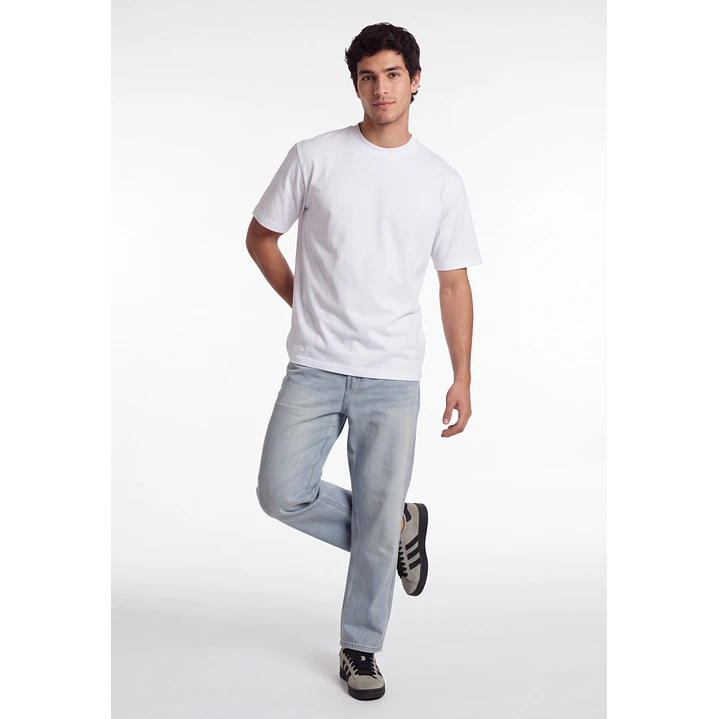 Polera Básica Boxy Fit Hombre Blanco 3