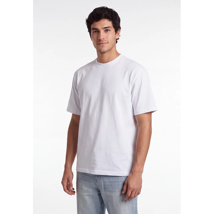 Polera Básica Boxy Fit Hombre Blanco 1