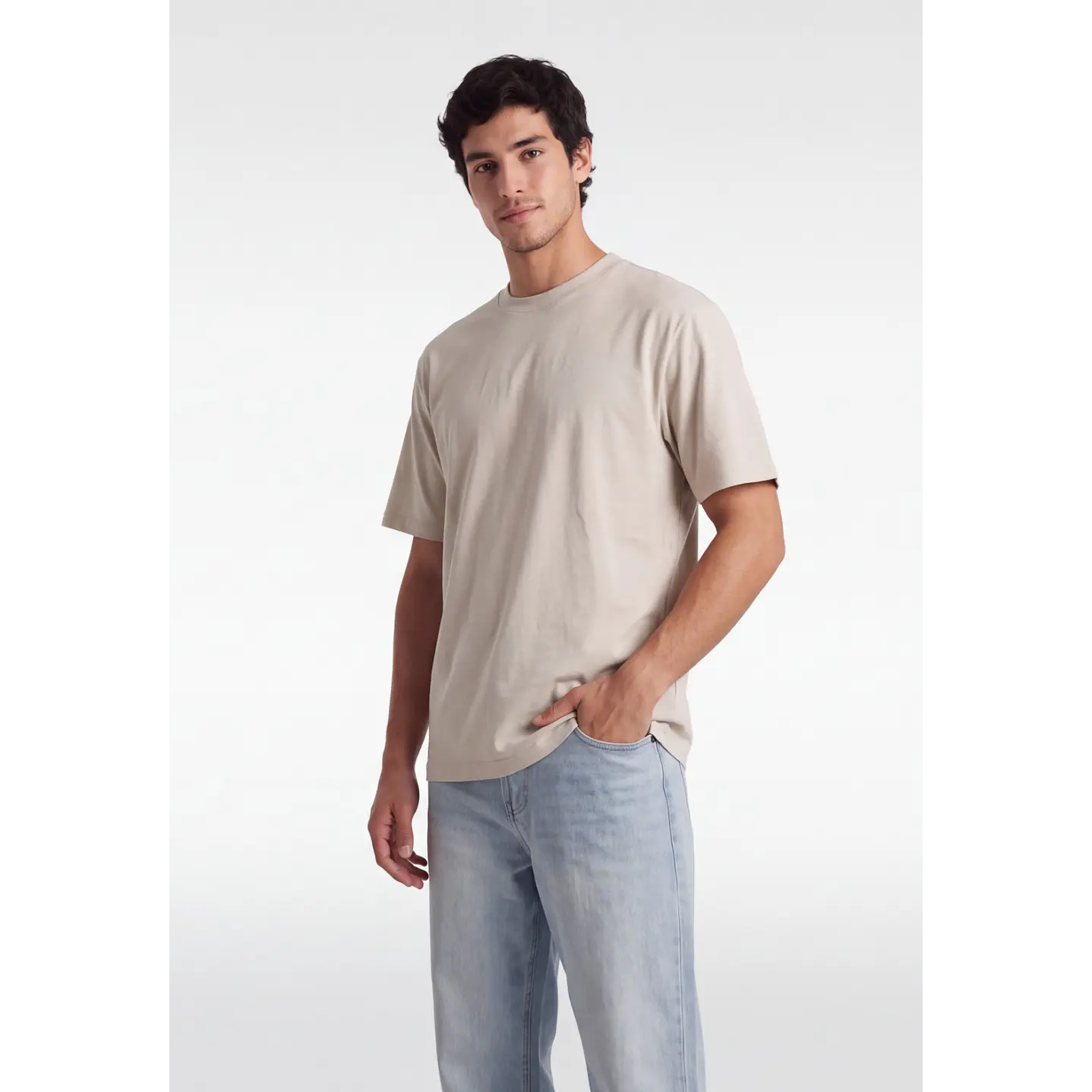 Polera Básica Boxy Fit Hombre Beige 1