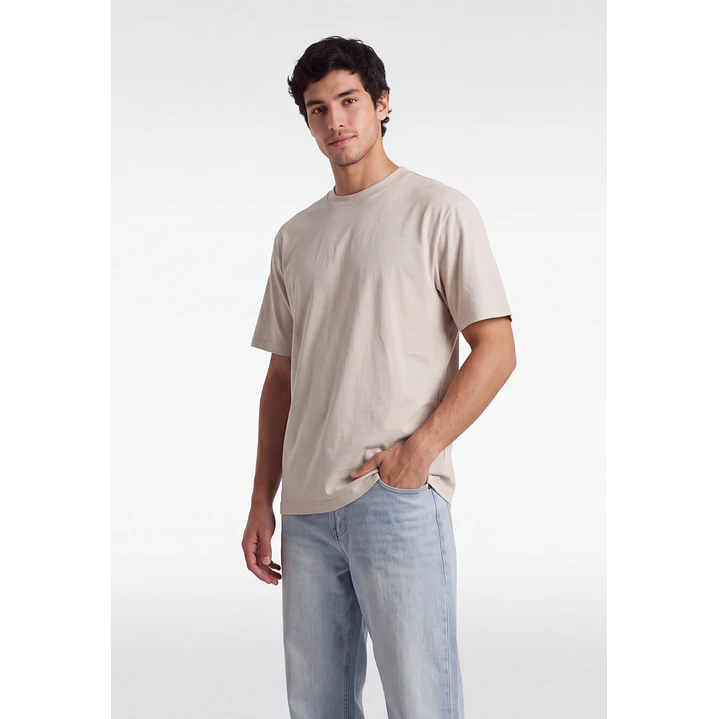 Polera Básica Boxy Fit Hombre Beige 1
