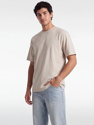 Polera Básica Boxy Fit Hombre Beige