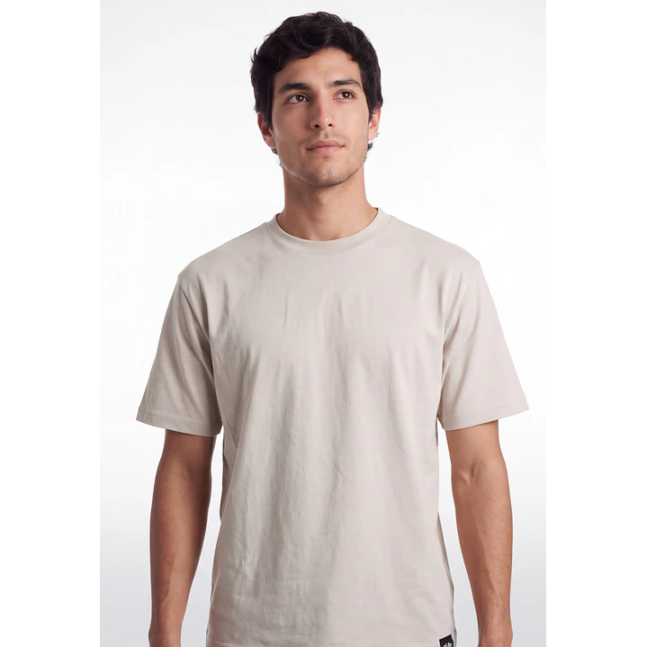Polera Básica Boxy Fit Hombre Beige 4
