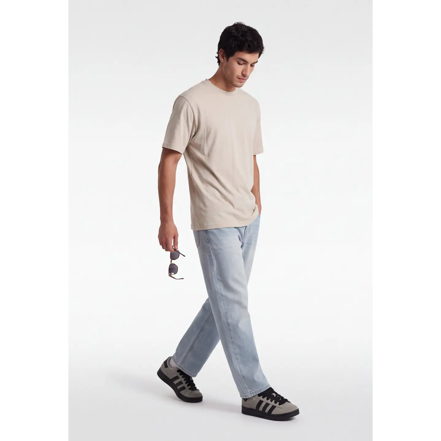 Polera Básica Boxy Fit Hombre Beige 3