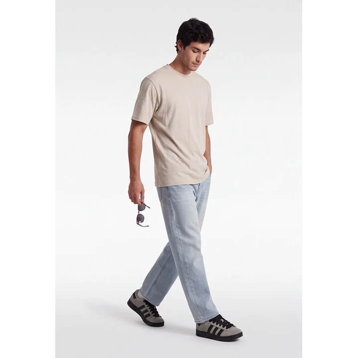 Polera Básica Boxy Fit Hombre Beige 3