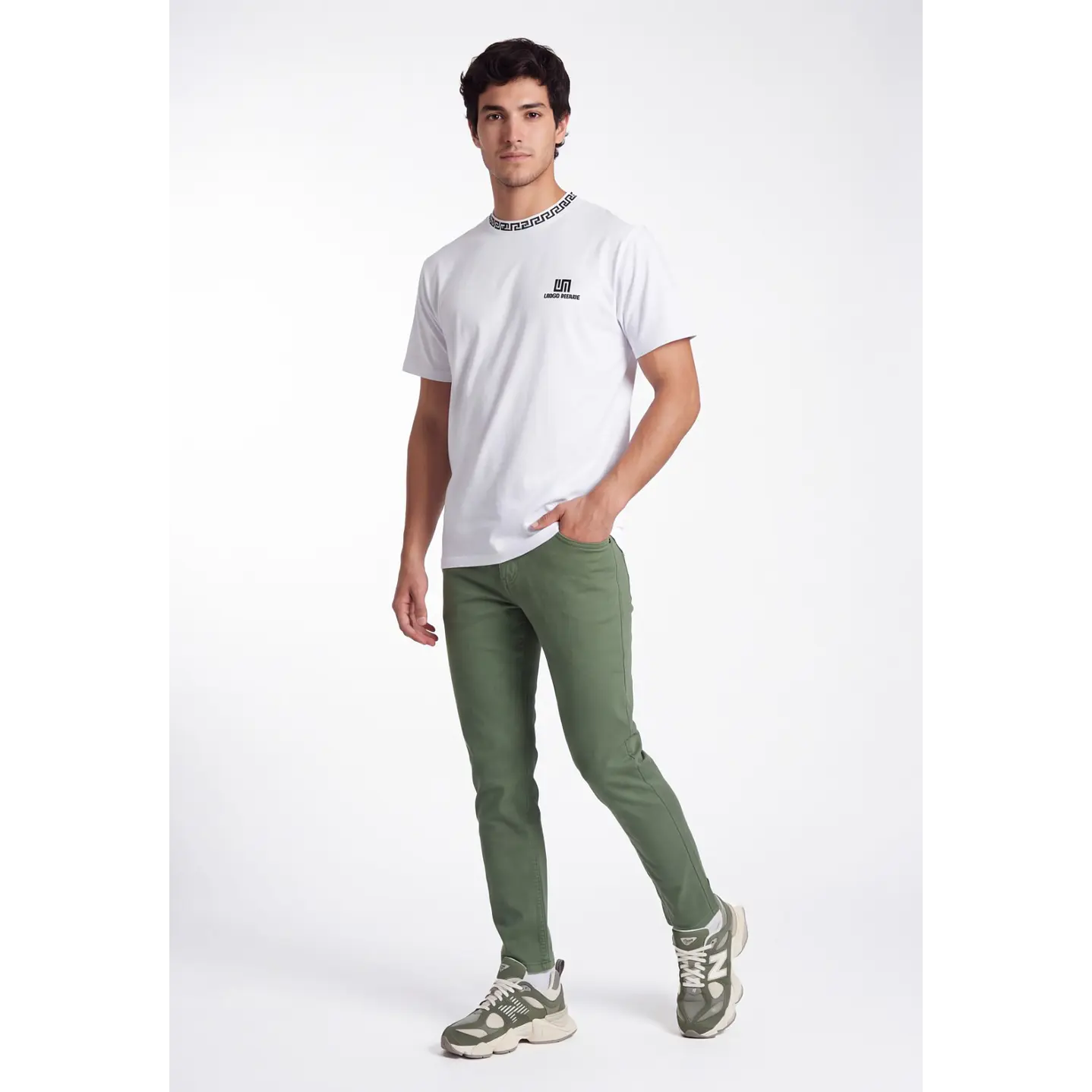 Pantalón Básico Skinny Hombre Verde 3